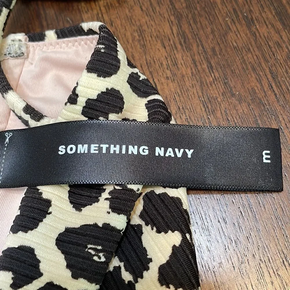 Something navy classic ribbed bandeau Ganache leopard print bikini